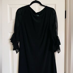 EUC Ralph Lauren Elegant Black Dress with chiffon sleeves size 14.